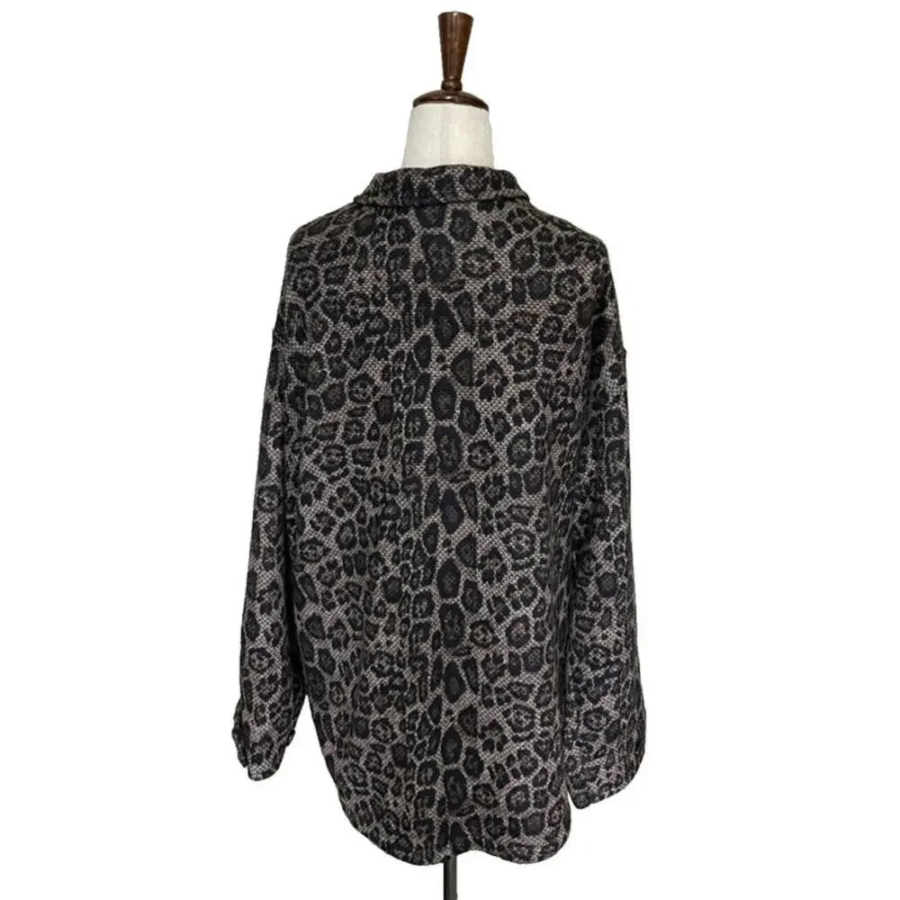Liverpool Los Angeles Knit Shacket Blazer Jacket Brown Leopard Print Womens M - Picture 5 of 9